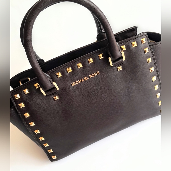 SOLD!!!Michael Kors Selma Studded Dark Brown Handbag - Picture 3 of 14